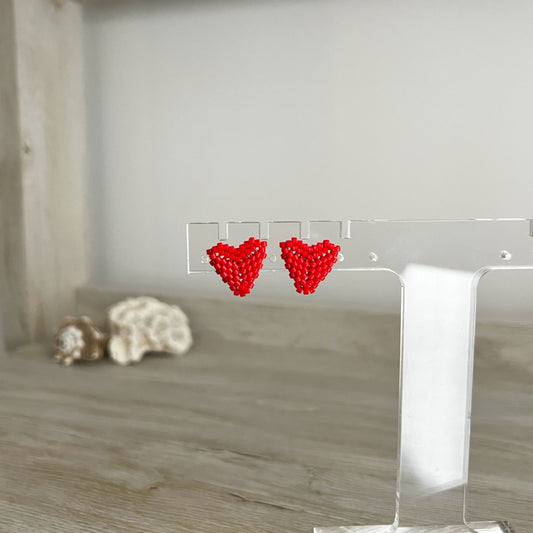 Heart seed bead studs