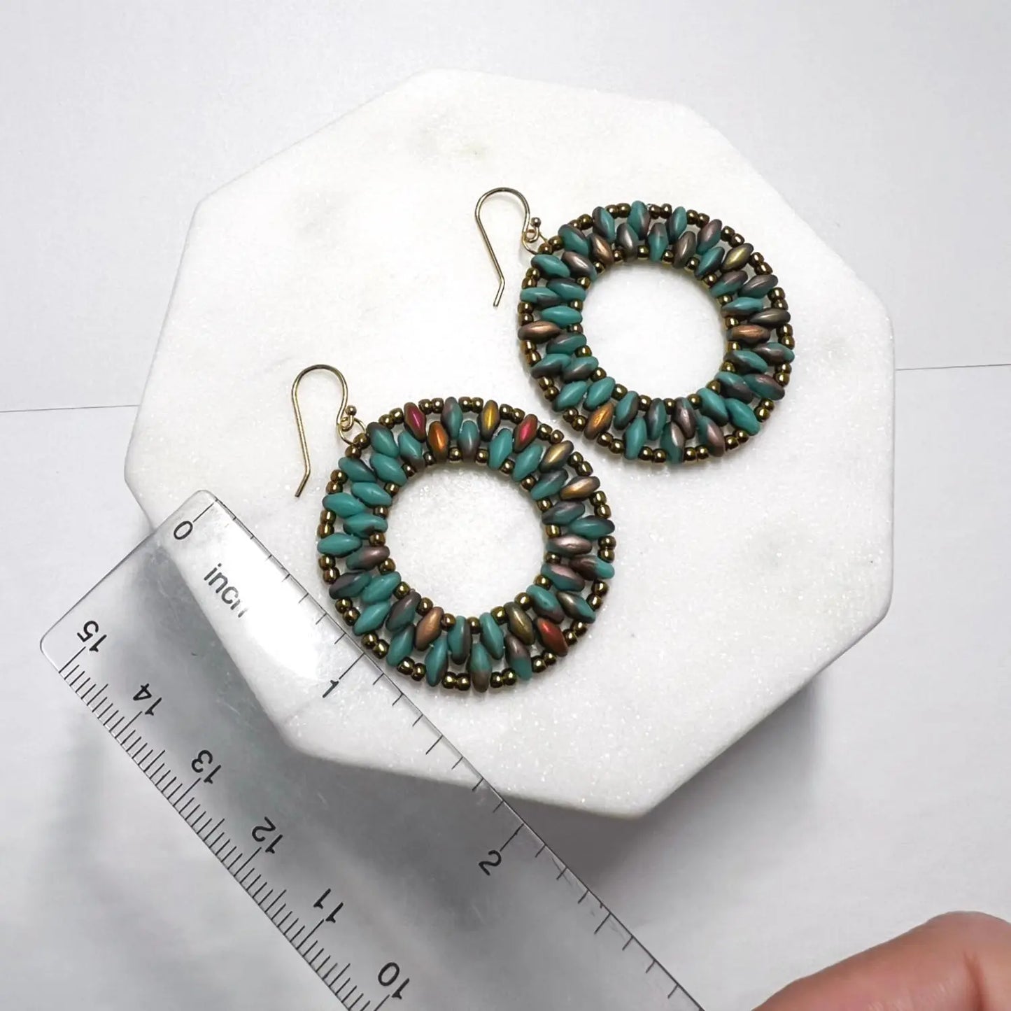 Superduo turquoise bead earrings Nixso Boutique