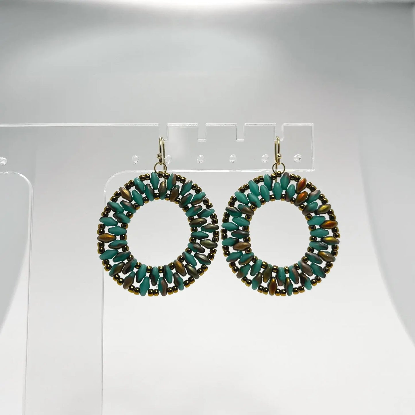 Superduo turquoise bead earrings Nixso Boutique