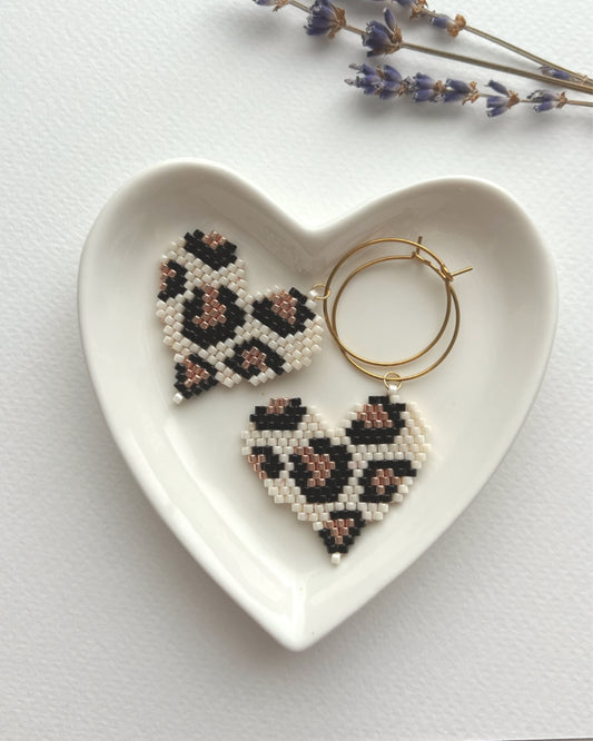 Heart Leopard Earrings - Golden