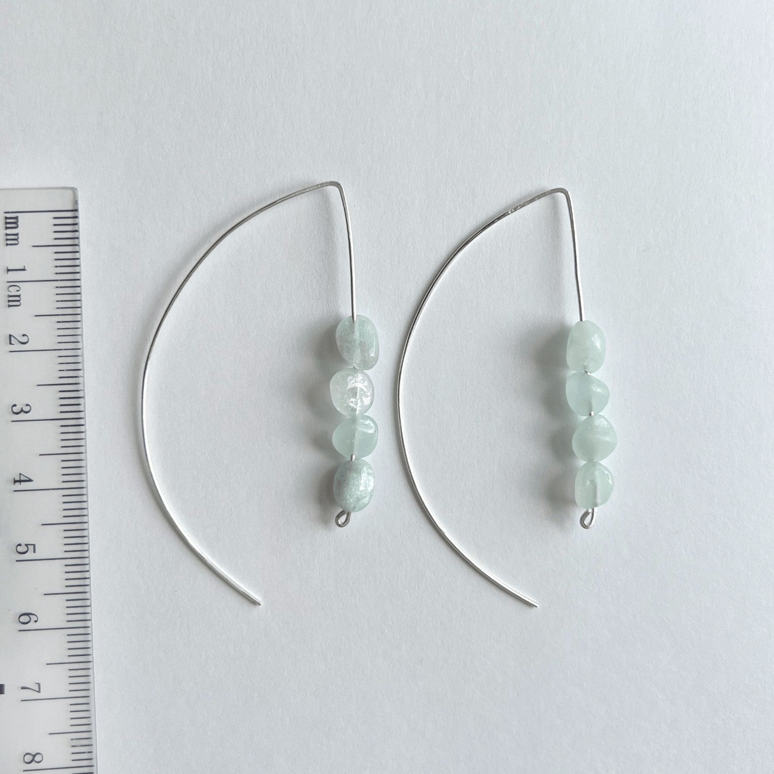 Aquamarine earrings Long hook Nixso Boutique