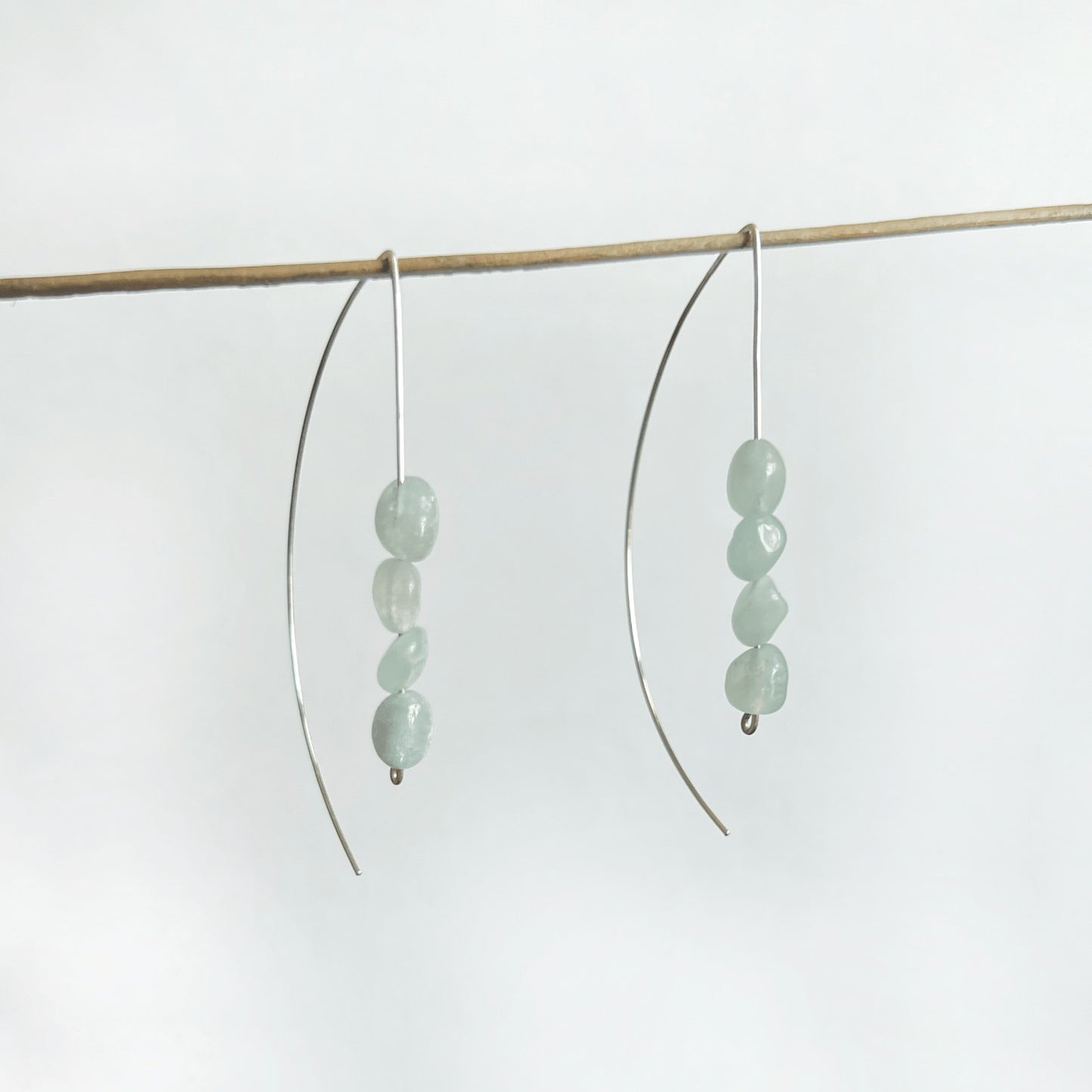Aquamarine earrings Long hook Nixso Boutique
