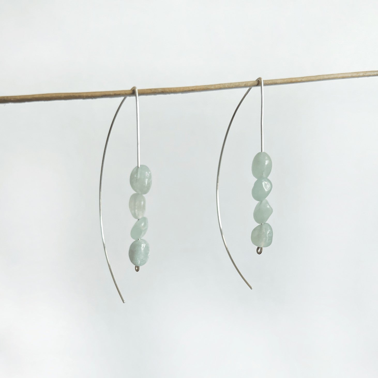 Aquamarine earrings Long hook Nixso Boutique