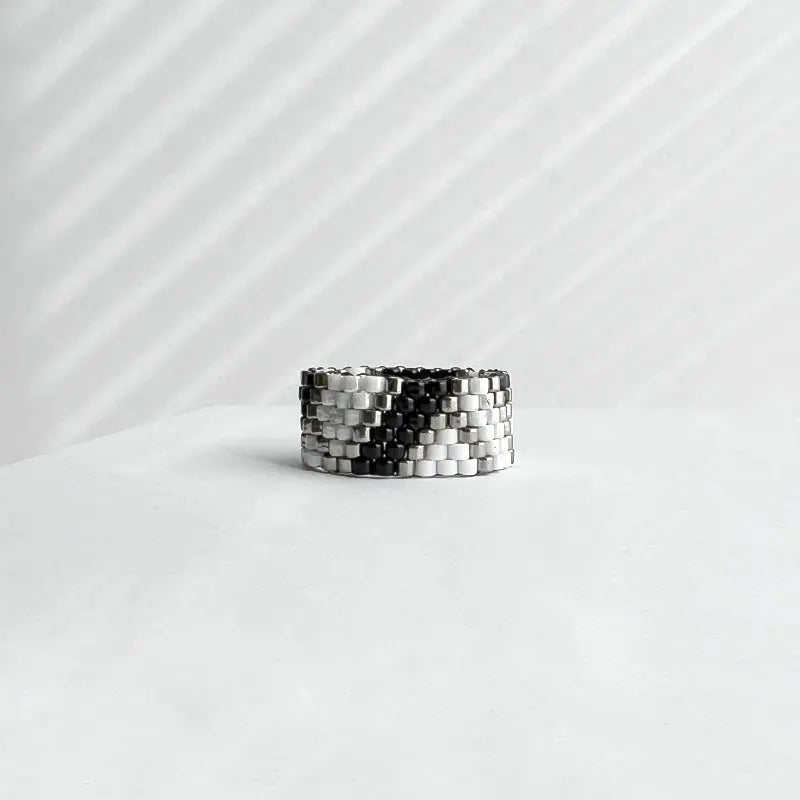 Copy of Peyote ring - Silver band (tricolour) Nixso Boutique
