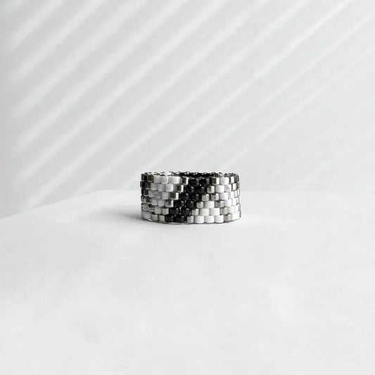 Copy of Peyote ring - Silver band (tricolour) Nixso Boutique