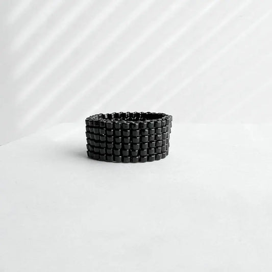 Square Stitch Black ring Nixso Boutique