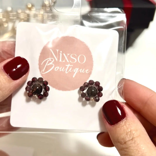 14K Gold Filled Garnet studs Nixso Boutique