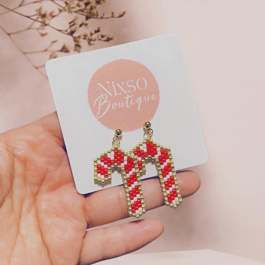 Candy Cane Bead earrings Nixso Boutique