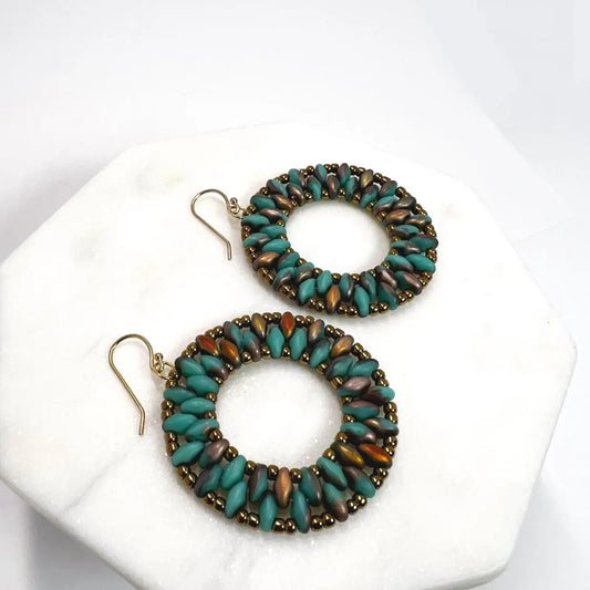 Superduo turquoise bead earrings Nixso Boutique