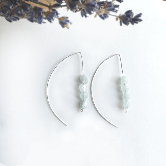 Aquamarine earrings Long hook Nixso Boutique