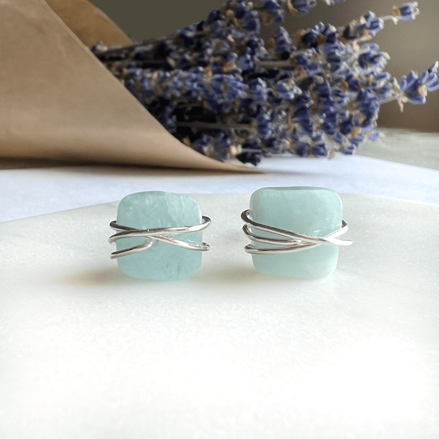 Aquamarine stud earrings Nixso Boutique