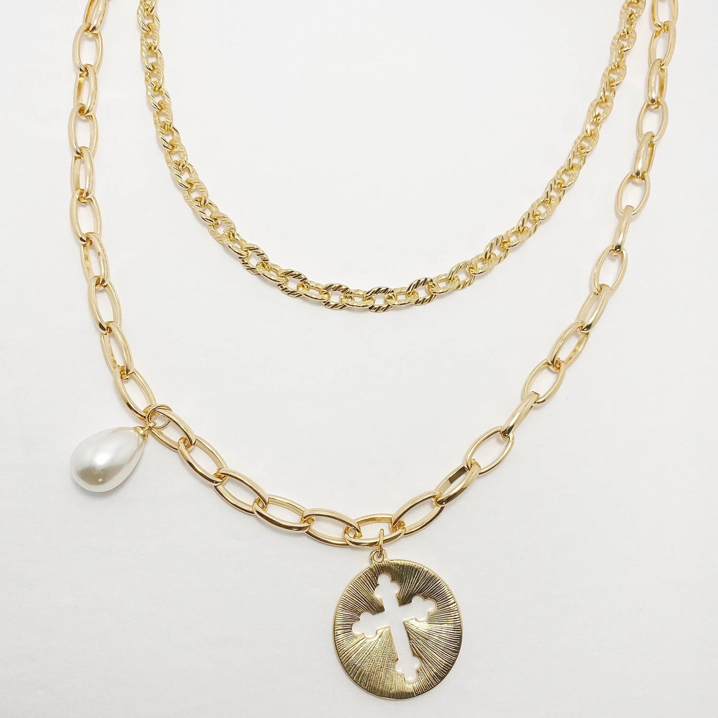 "Cross pearl" multilayer necklace Nixso Boutique