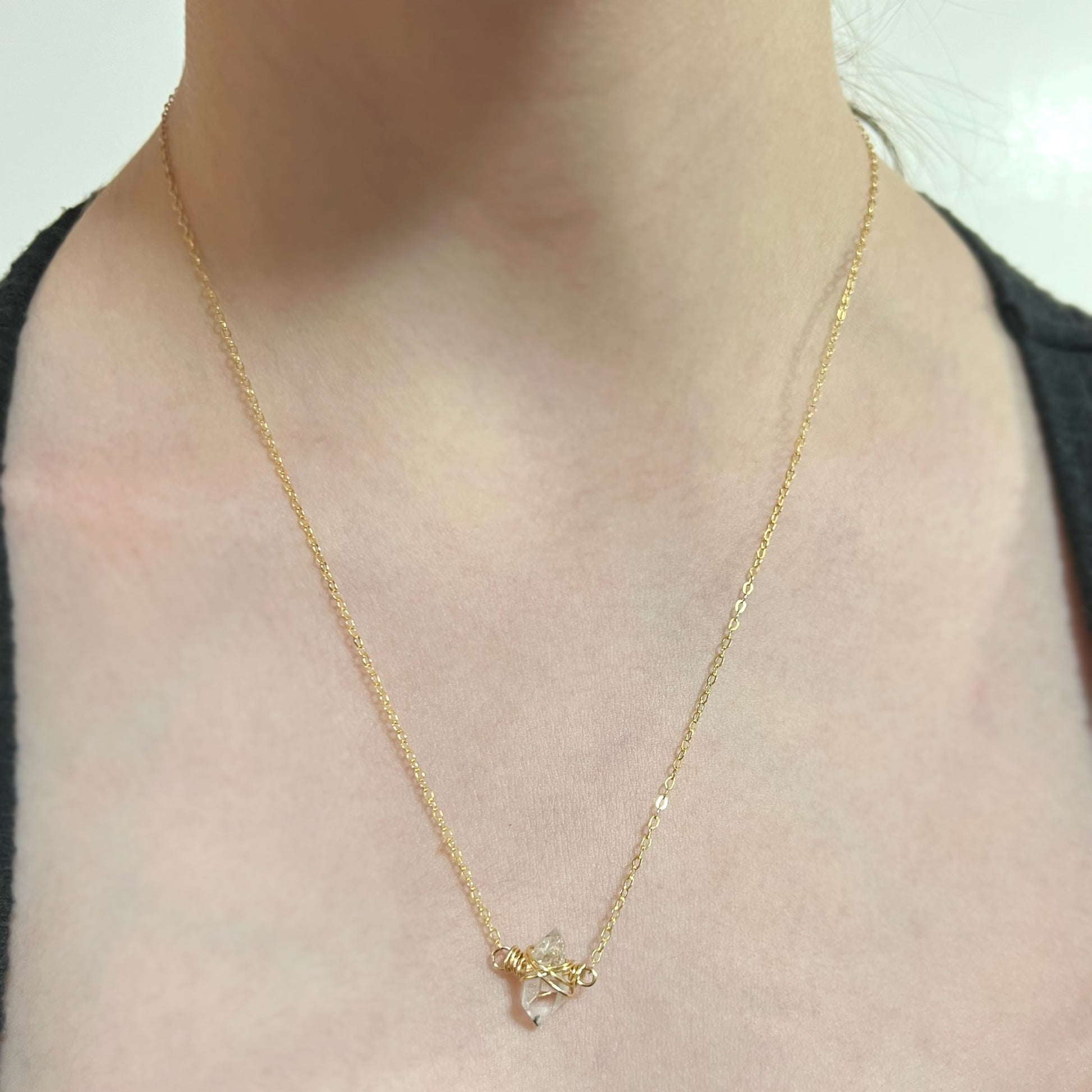 Dainty Herkimer Diamond Necklace Nixso Boutique