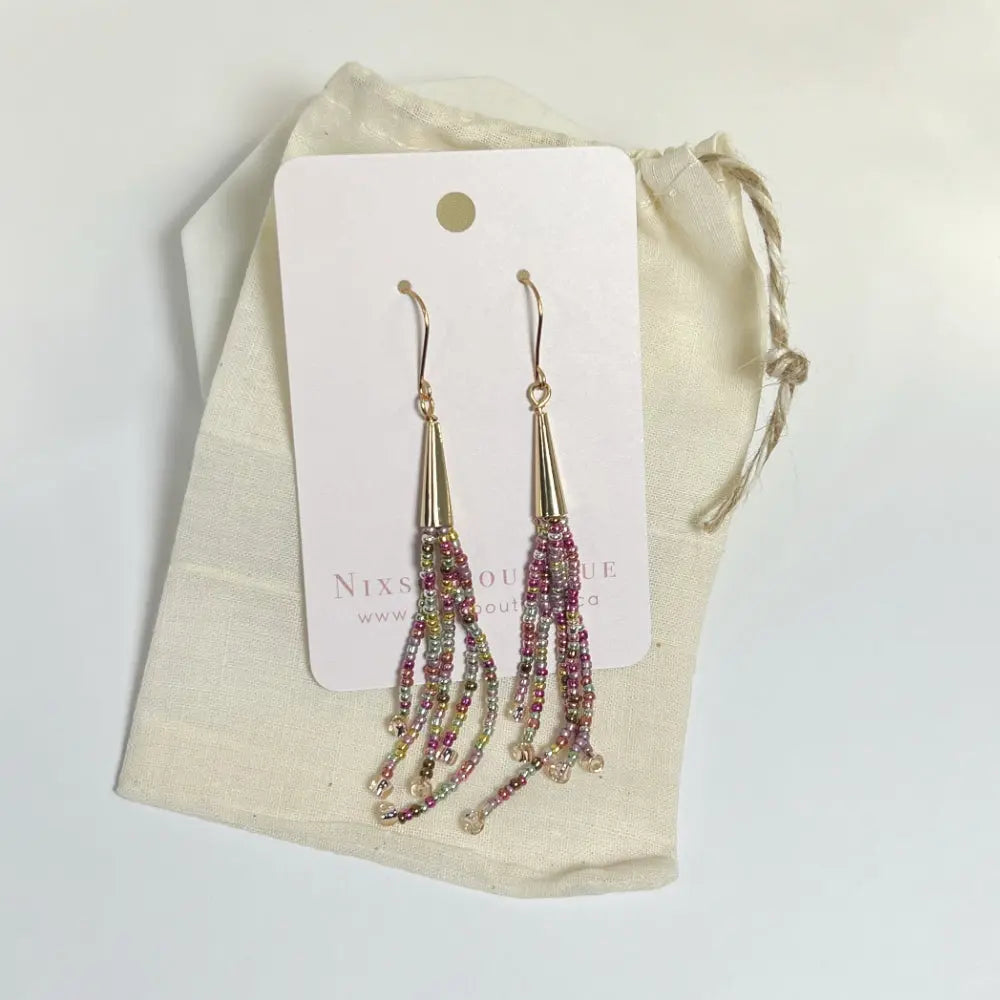 Fringe cap beaded earrings Nixso Boutique