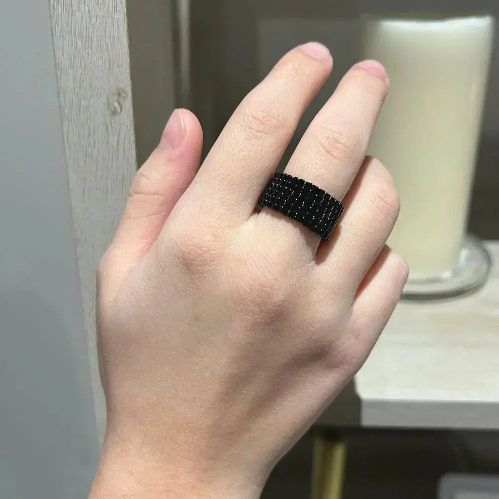 Square Stitch Black ring Nixso Boutique