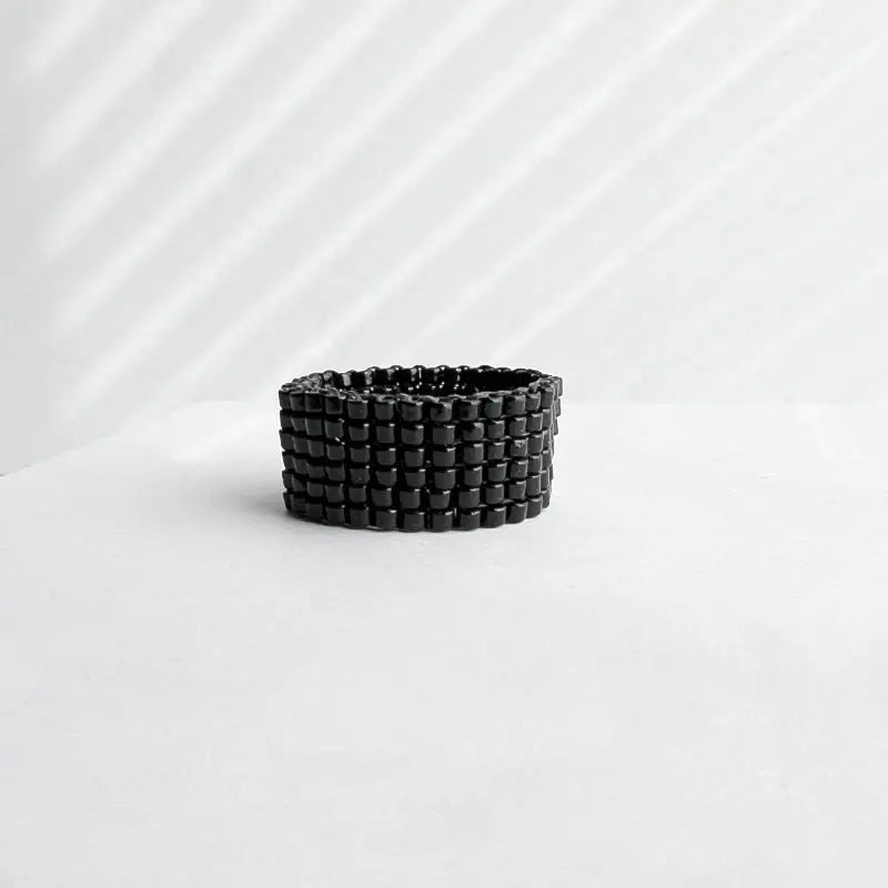 Square Stitch Black ring Nixso Boutique
